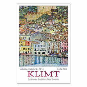 KLIMT "Malcesine on Lake Garda" -- Colorful Pastel Art Print 13"by19" Poster